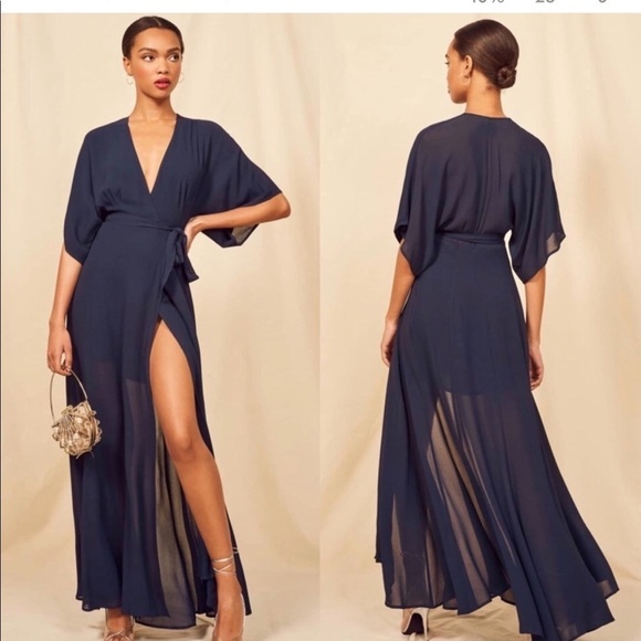 REFORMATION Navy Blue Winslow Maxi Dress New with Tags! - Picture 2 of 11